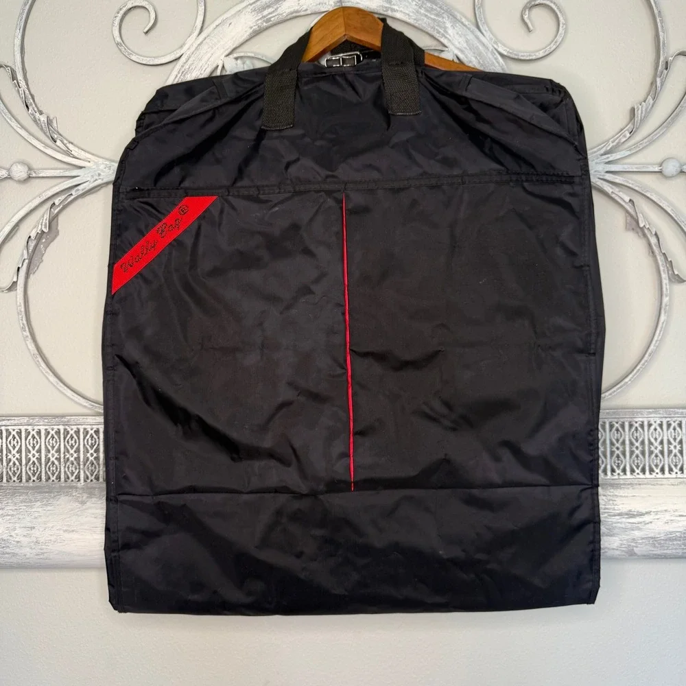 WallyBag Vintage 1990s Garment Bag Black Nylon Folding Suit Travel Carrier Bag